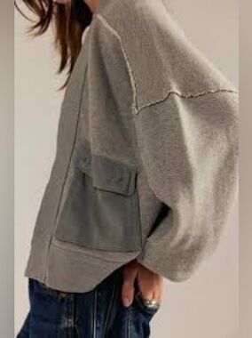 Free People Lou Day Cardi In Grey Size Large NWT